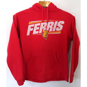 Ferris State University Bulldogs Unisex Vintage Look Hoodie Sweatshirt Red Sz M